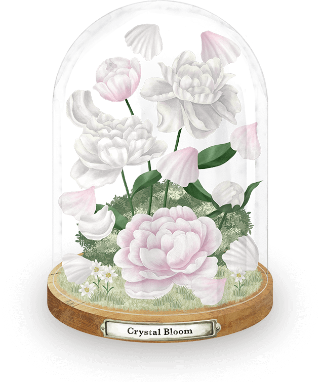 イラスト：ドームに入ったCrystal Bloomをイメージした花